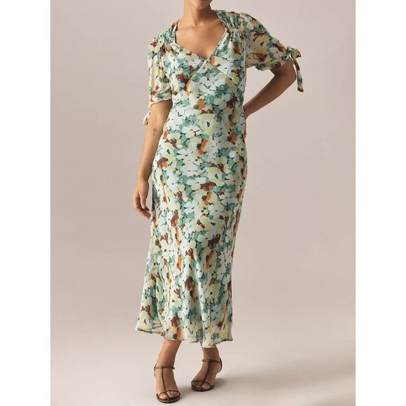 By Anthropologie Short-Sleeve V-Neck Slip Midi Dress 3X - Picture 1 of 4